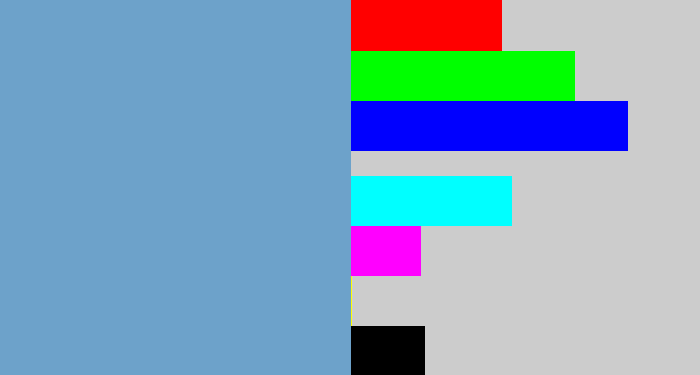 Hex color #6da2ca - greyblue