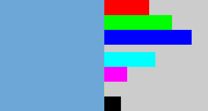 Hex color #6da7d7 - greyblue