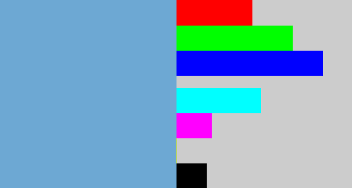 Hex color #6da8d3 - greyblue