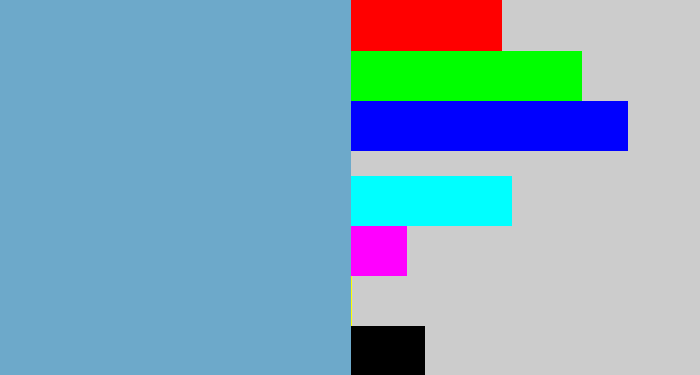 Hex color #6da9ca - greyblue