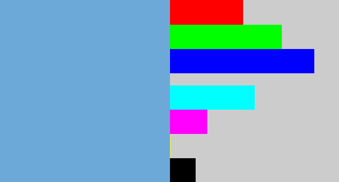 Hex color #6da9d8 - greyblue