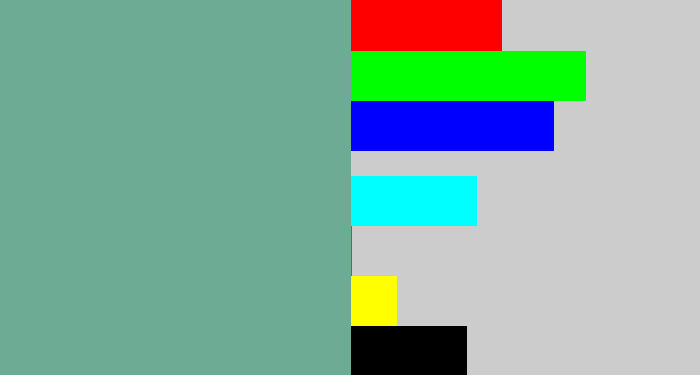 Hex color #6dab94 - greyish teal