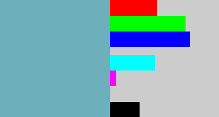 Hex color #6dafba - greyblue