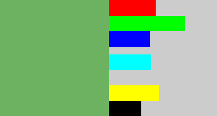 Hex color #6db261 - boring green