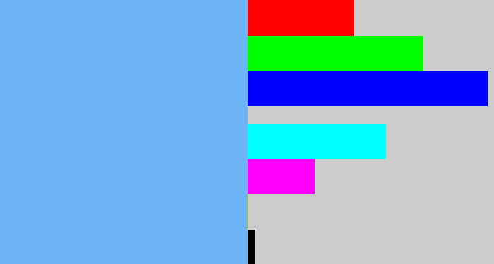 Hex color #6db4f7 - sky blue