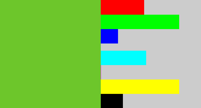 Hex color #6dc62b - apple green