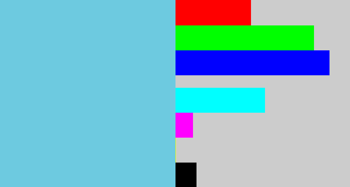 Hex color #6dcae0 - lightblue