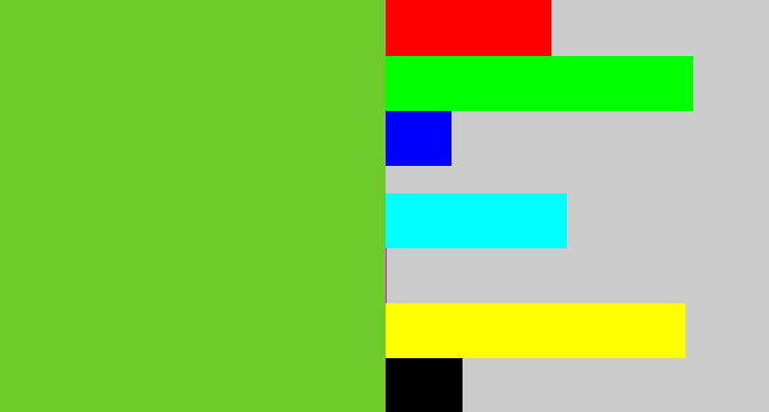 Hex color #6dcc2c - apple green