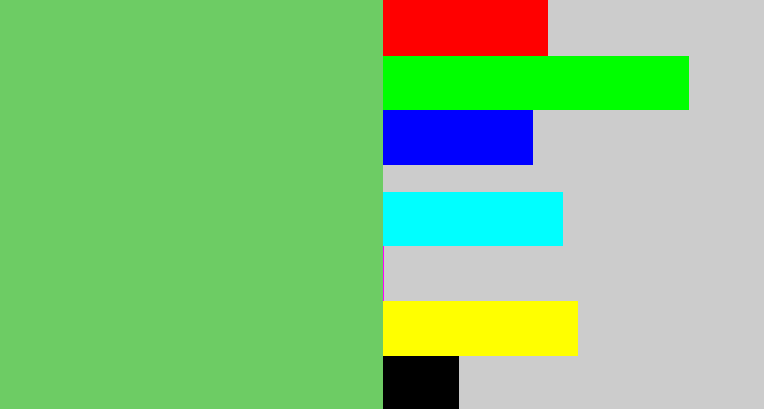 Hex color #6dcc64 - soft green