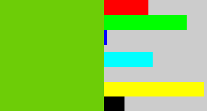 Hex color #6dcd07 - dark lime green