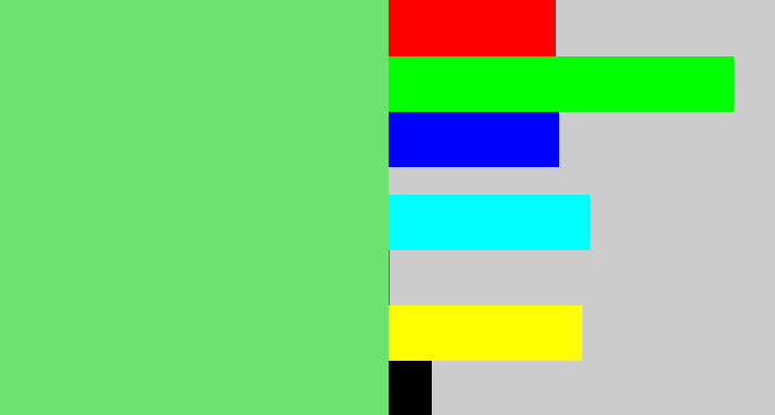 Hex color #6de270 - lightish green