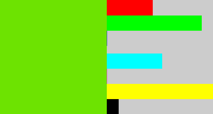 Hex color #6de301 - bright lime green
