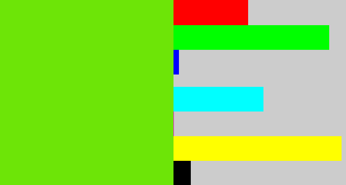 Hex color #6de507 - bright lime green