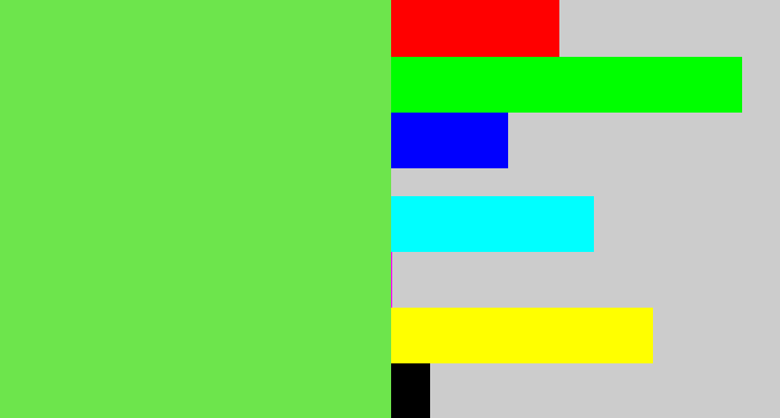 Hex color #6de54c - fresh green