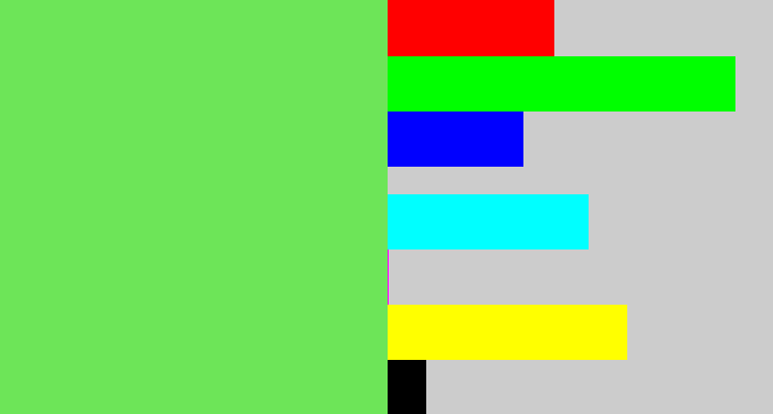 Hex color #6de558 - lightish green