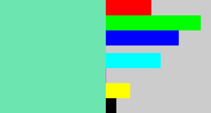 Hex color #6de5b1 - light greenish blue