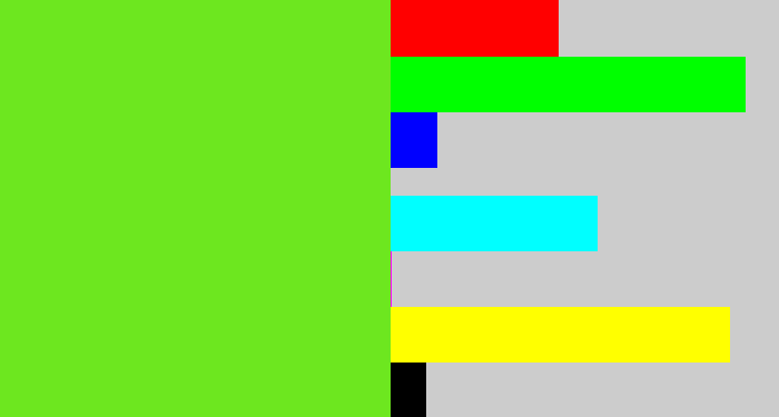 Hex color #6de71f - toxic green