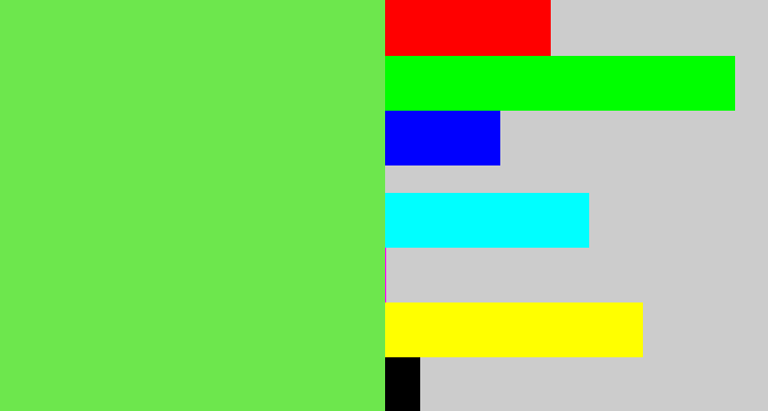 Hex color #6de74d - fresh green