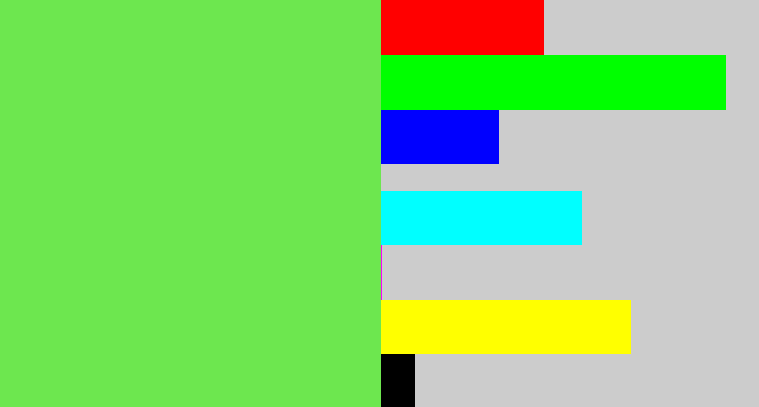 Hex color #6de74f - fresh green