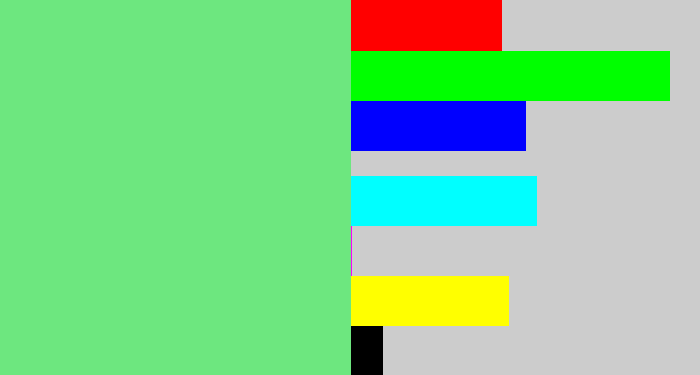 Hex color #6de77f - lightgreen