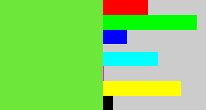Hex color #6de83a - toxic green