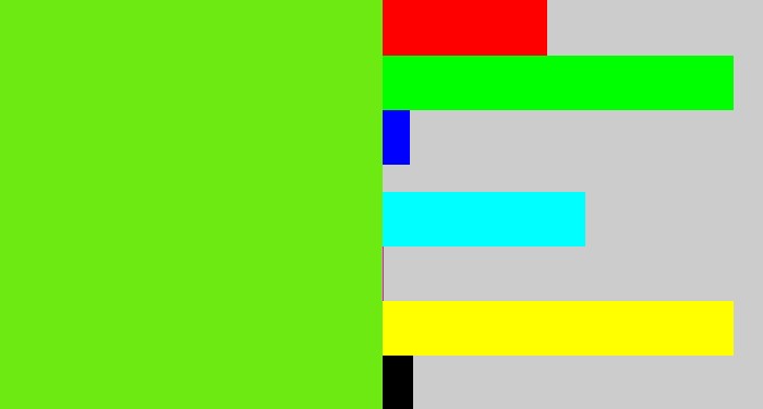 Hex color #6dea12 - bright lime green