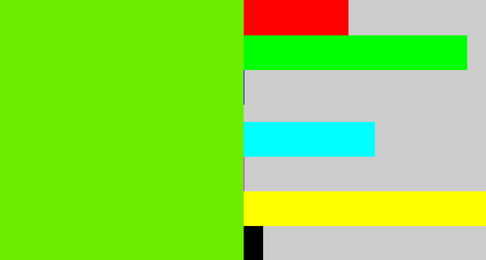 Hex color #6deb01 - bright lime green