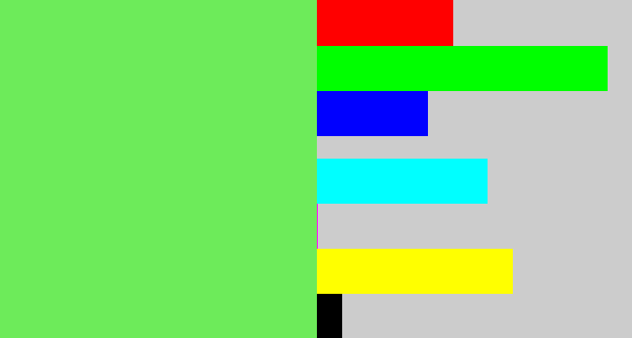 Hex color #6deb5a - lightish green