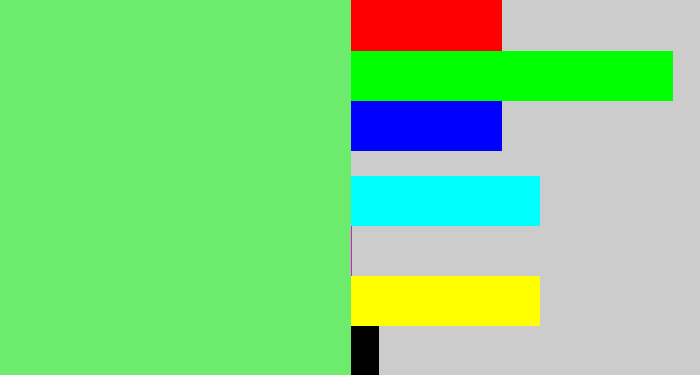 Hex color #6deb6d - lightish green