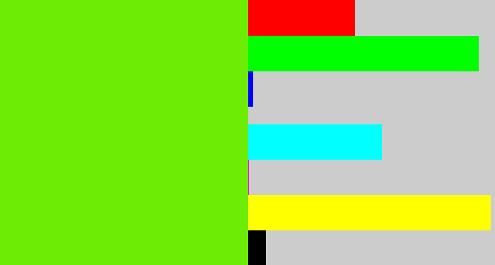 Hex color #6dec05 - bright lime green