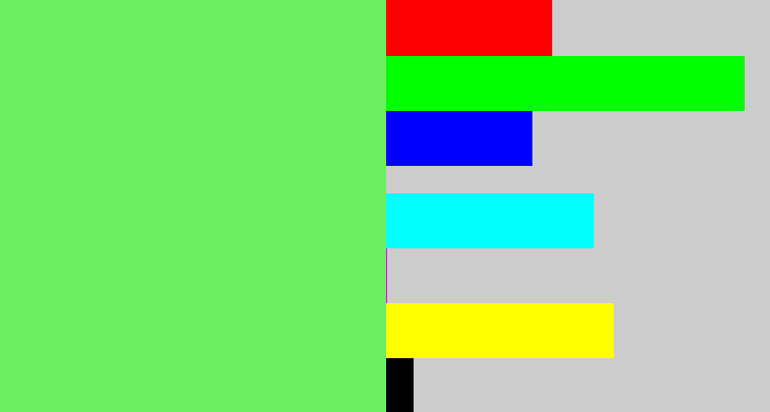 Hex color #6ded61 - lightish green