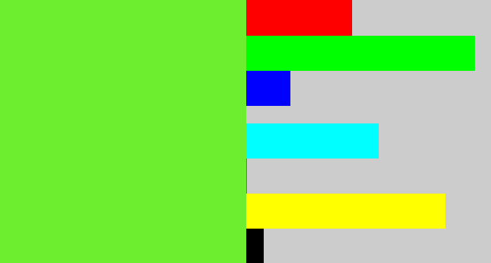 Hex color #6dee2e - toxic green