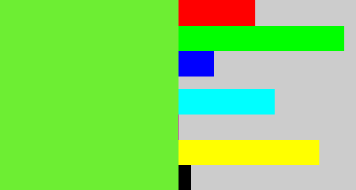 Hex color #6dee33 - toxic green