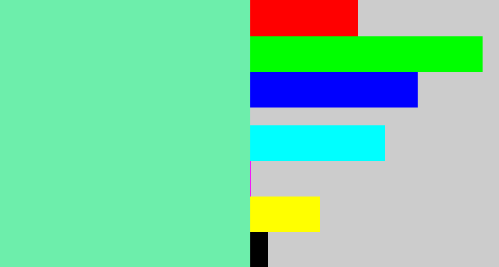 Hex color #6deeab - light greenish blue