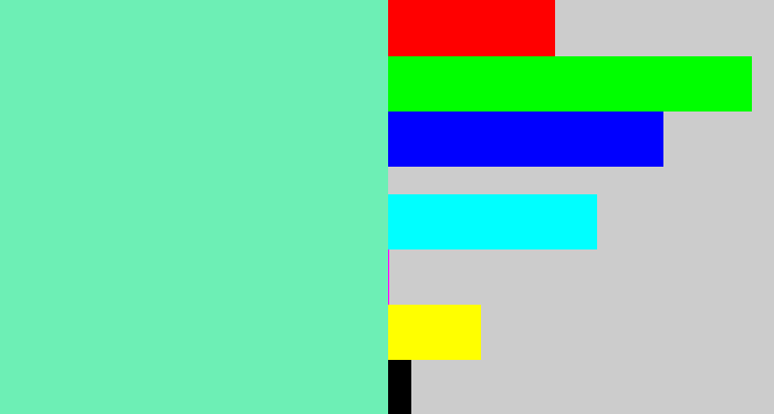 Hex color #6defb5 - light greenish blue