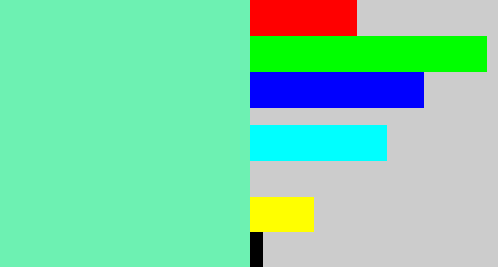 Hex color #6df1b2 - light greenish blue