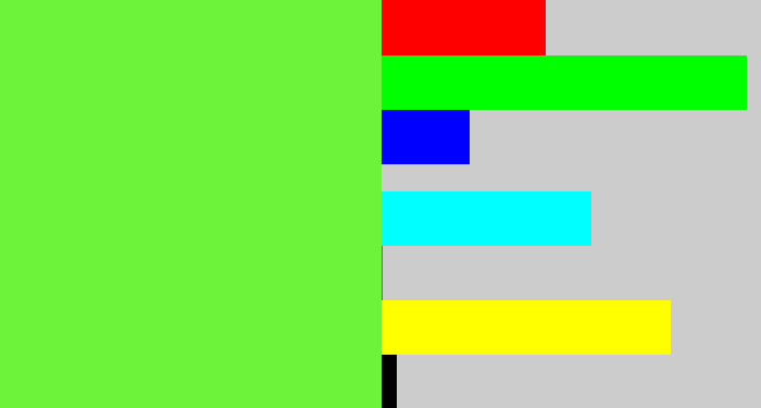 Hex color #6df43a - toxic green