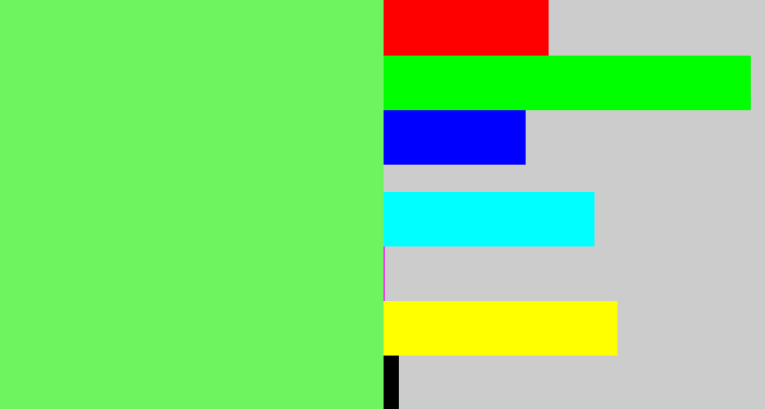 Hex color #6df45f - lighter green