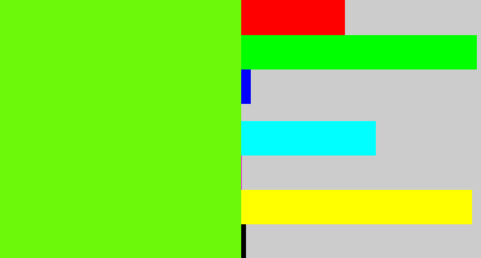 Hex color #6dfa0a - bright lime green