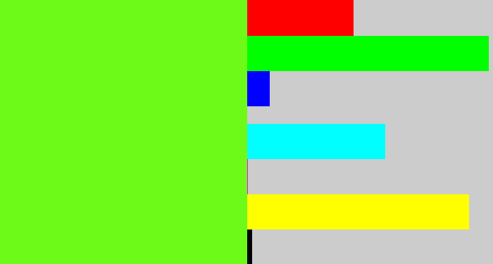 Hex color #6dfa18 - bright lime green