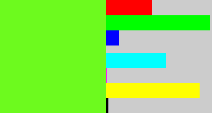 Hex color #6dfa1e - bright lime green