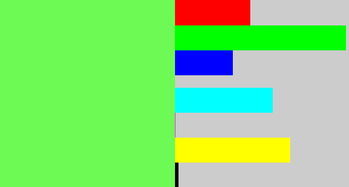 Hex color #6dfa54 - lighter green