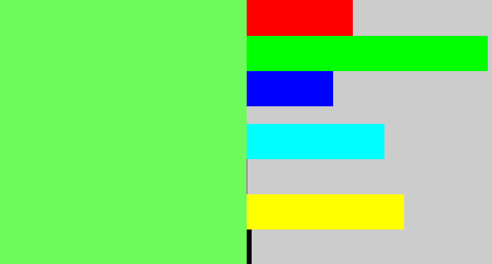 Hex color #6dfa5a - lighter green