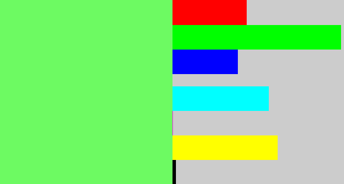 Hex color #6dfa62 - lighter green