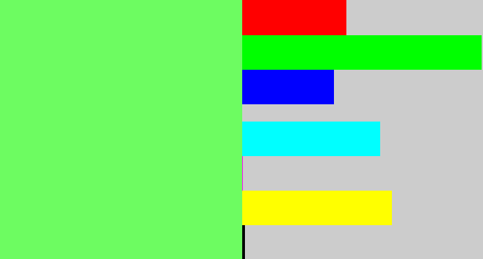 Hex color #6dfc61 - lighter green