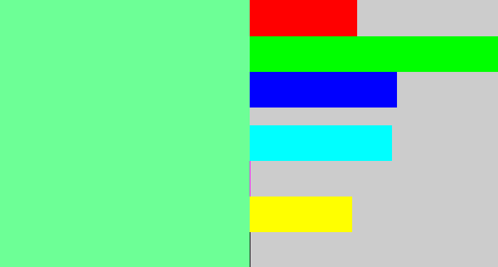 Hex color #6dff96 - light bluish green