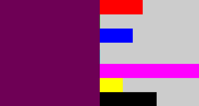Hex color #6e0055 - rich purple
