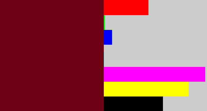 Hex color #6e0214 - claret