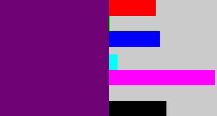 Hex color #6e0378 - darkish purple