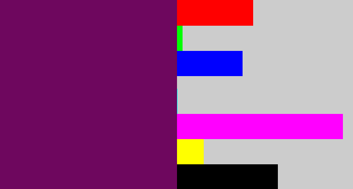 Hex color #6e075e - rich purple
